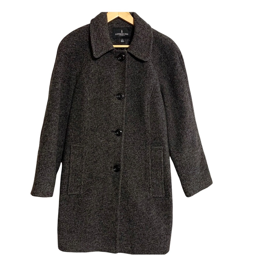 Beautiful London Fog Wool PeaCoat, Large, Grey